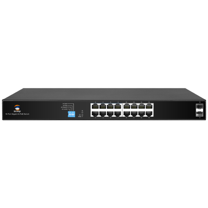 Scoop 16 Port Gigabit PoE 150W 2SFP Switch