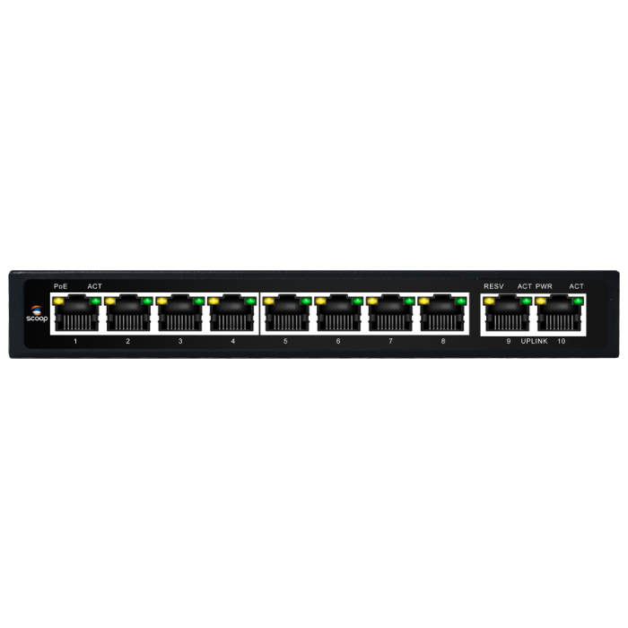 Scoop 10 Port Fast Ethernet 8 PoE 96W Switch
